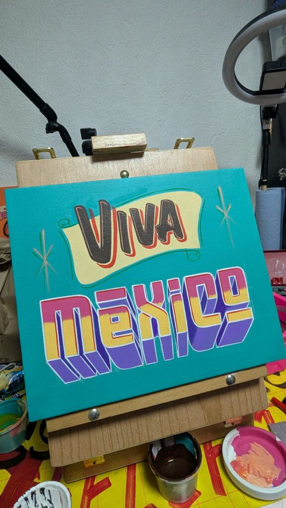Lienzo rotulado a mano: Viva México